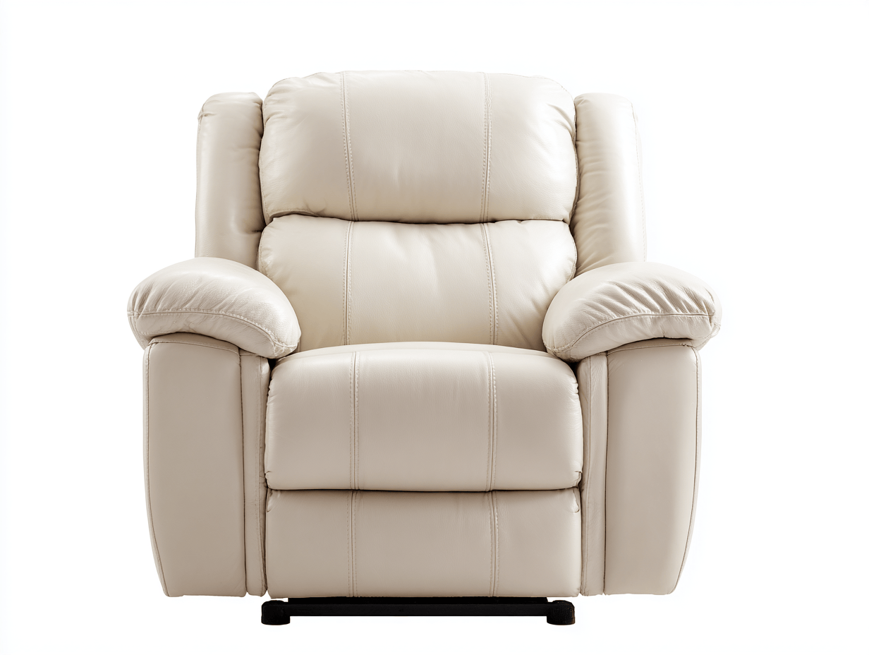 Fauteuil inclinable électrique en cuir synthétique ivoire avec accoudoirs rembourrés - design moderne - confort premium-Homelyosa