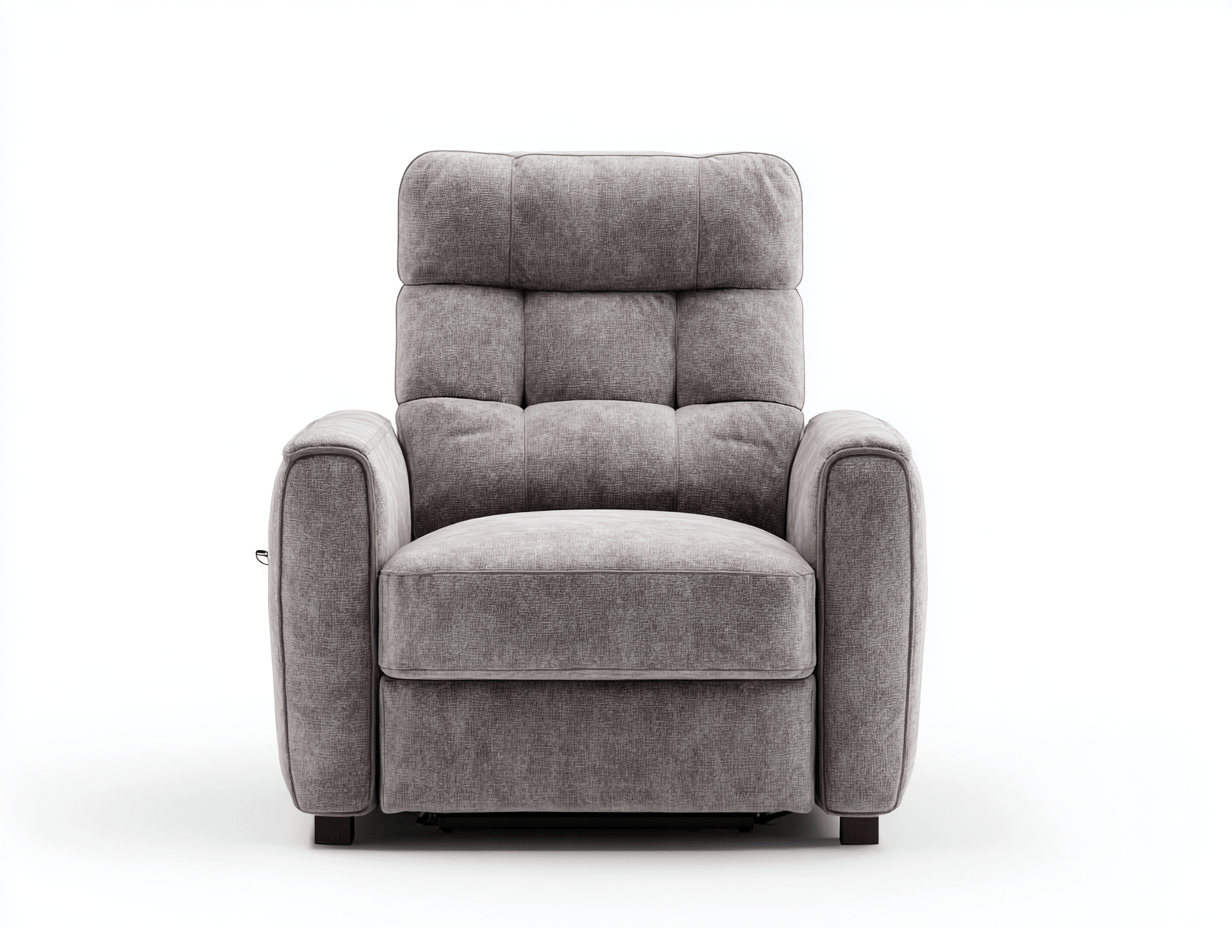 Fauteuil inclinable en tissu gris - assise rembourrée - dossier capitonné - accoudoirs larges - pieds en bois-Homelyosa
