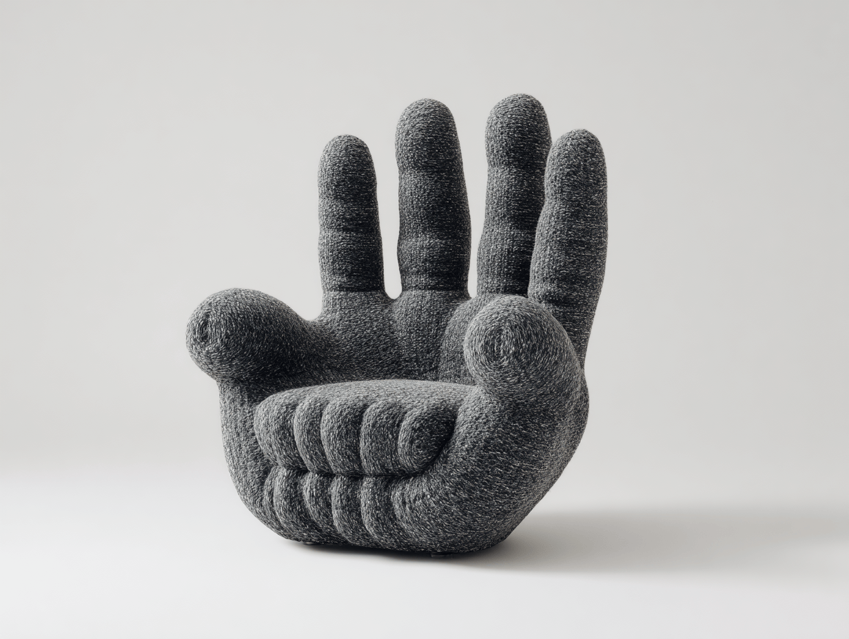 Fauteuil en tissu gris 95x85 cm - design main ouverte - style ludique et moderne-Homelyosa