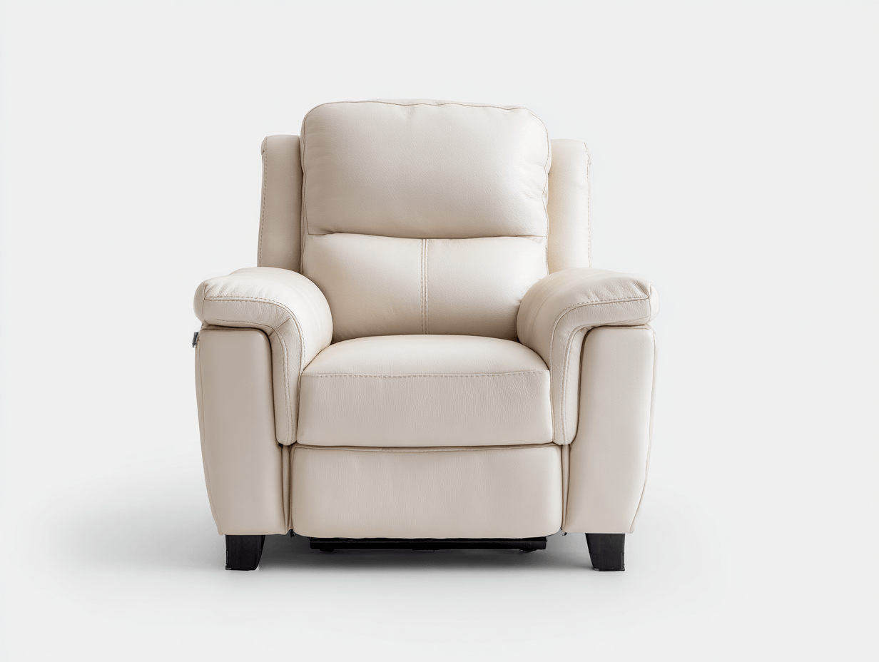 Fauteuil inclinable manuel en cuir synthétique ivoire avec accoudoirs rembourrés - style contemporain - assise ergonomique-Homelyosa