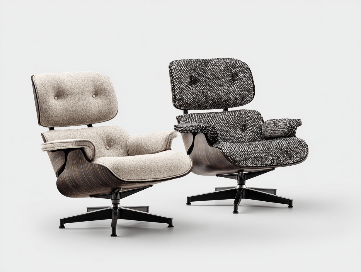 Fauteuil de bureau pivotant(x2) - tissu beige ou tissu noir/gris - coque bois foncé - base métal - style contemporain-Homelyosa