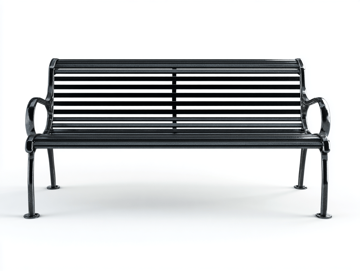 Banc de jardin en métal noir - design à lattes - usage extérieur-Homelyosa