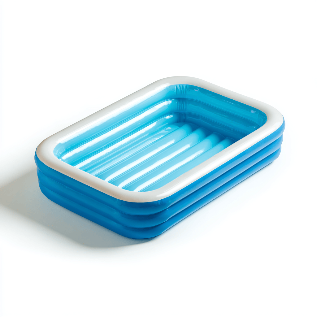 Piscine gonflable rectangulaire en PVC bleu avec bord blanc - usage extérieur - fond bleu-Homelyosa