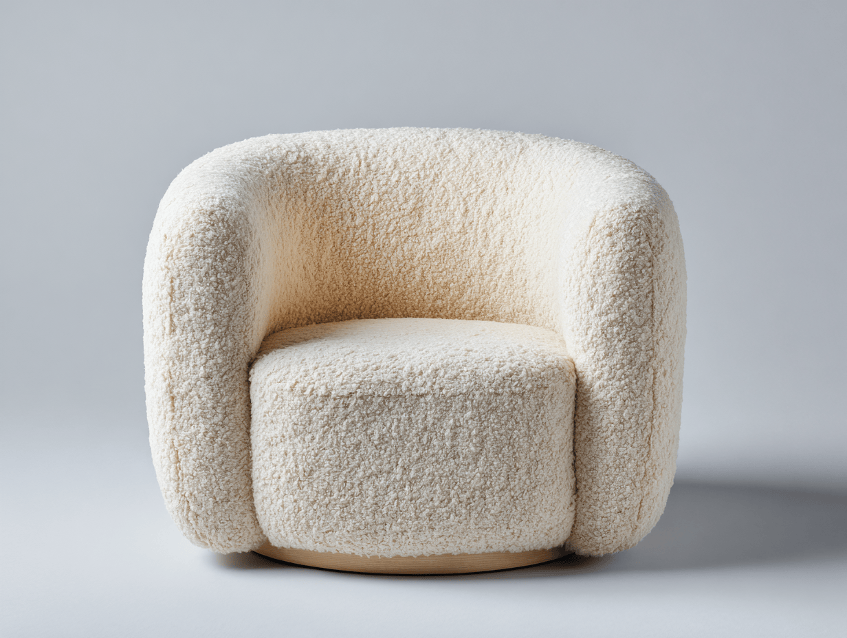 Fauteuil rond - tissu bouclé - beige - style contemporain-Homelyosa