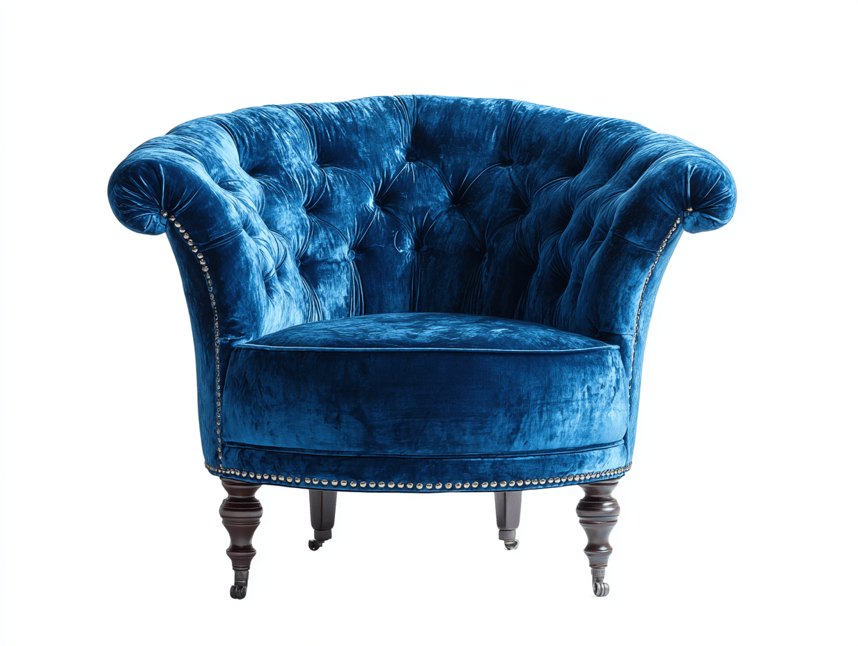 Fauteuil capitonné - velours - bleu - style classique-Homelyosa