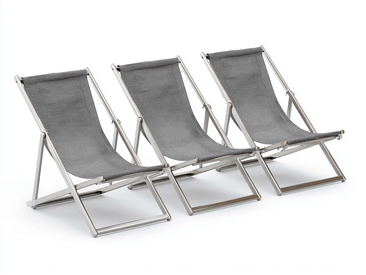 Lot de 3 chaises longues pliantes de jardin en aluminium et toile textilène - gris - réglables et portables-Homelyosa