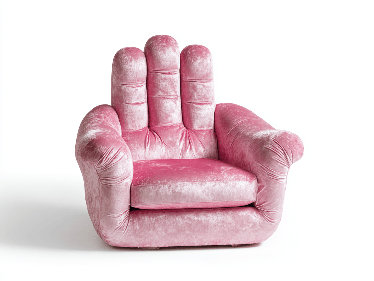 Fauteuil en velours rose 90x85 cm - design main ouverte - confort moelleux et original-Homelyosa