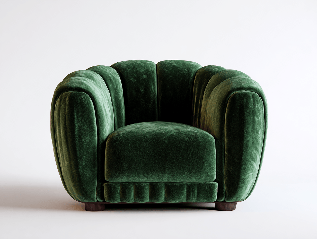 Fauteuil en velours vert foncé 110x95 cm - design capitonné - assise profonde-Homelyosa