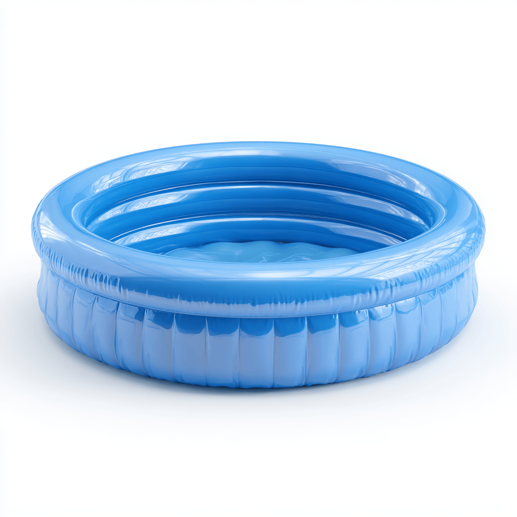 Piscine gonflable ronde en PVC bleu uni - usage extérieur - parois à trois anneaux-Homelyosa