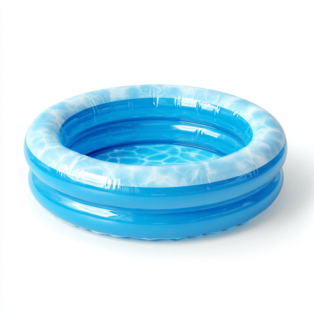 Piscine gonflable ronde en PVC bleu à motif effet eau - usage extérieur - parois à deux anneaux-Homelyosa