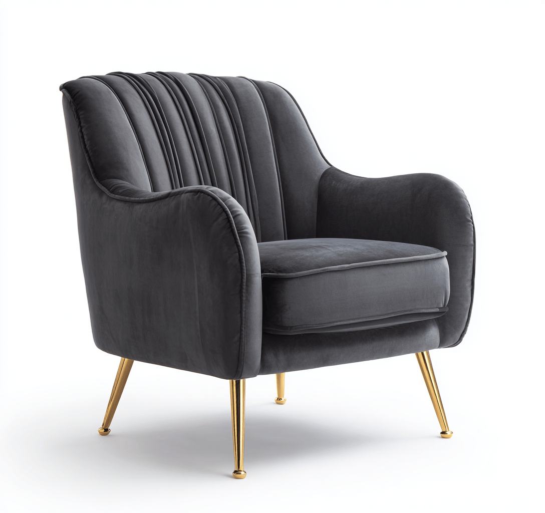 Fauteuil bas dossier - velours - gris foncé - style moderne chic-Homelyosa