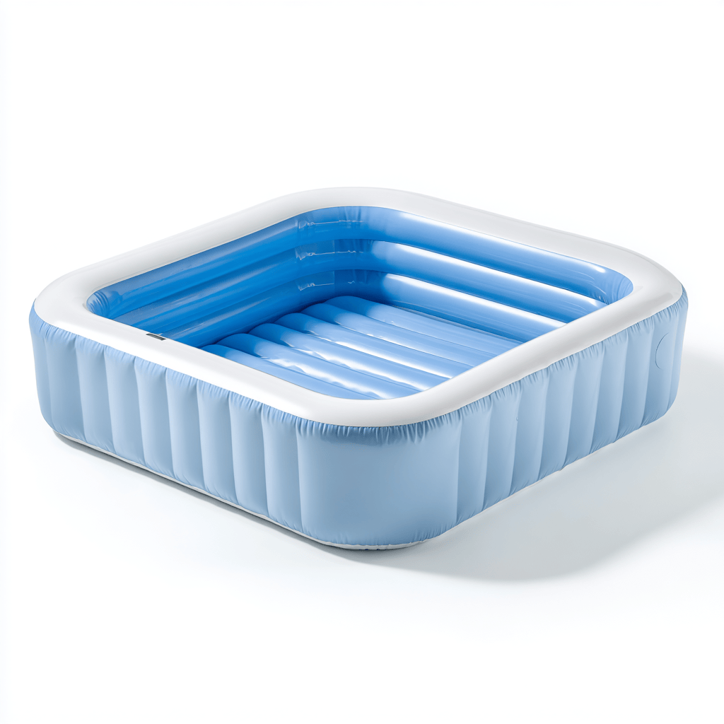 Piscine gonflable carrée - PVC - bleu clair et blanc - usage extérieur-Homelyosa