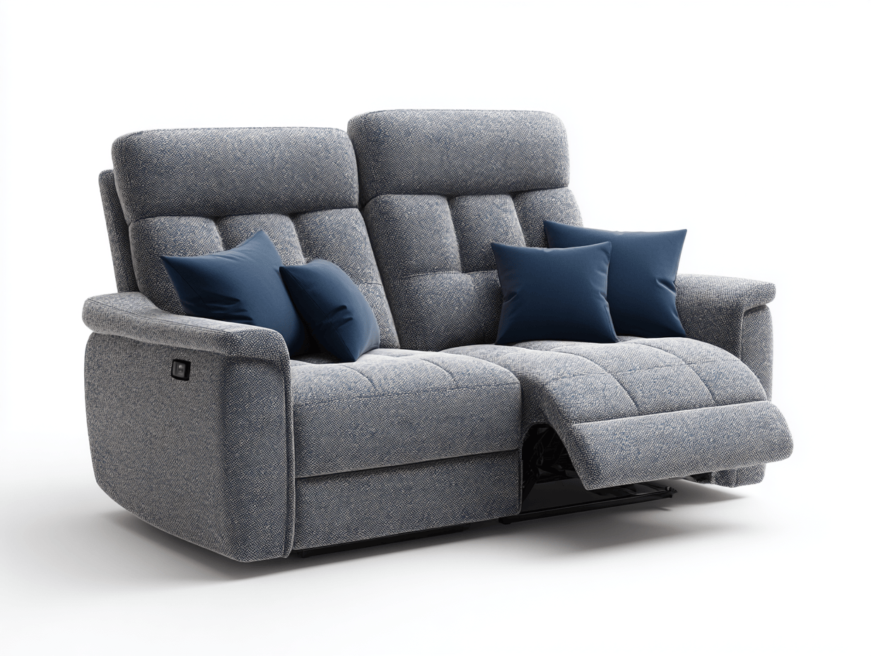 Canapé inclinable en tissu gris - style moderne - avec coussins décoratifs-Homelyosa