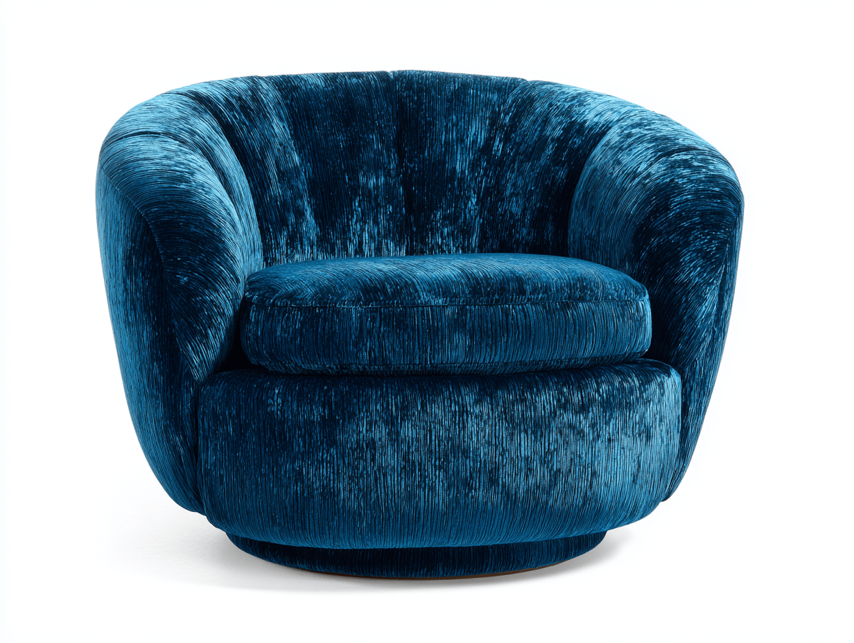 Fauteuil arrondi pivotant - velours texturé - bleu - style moderne-Homelyosa