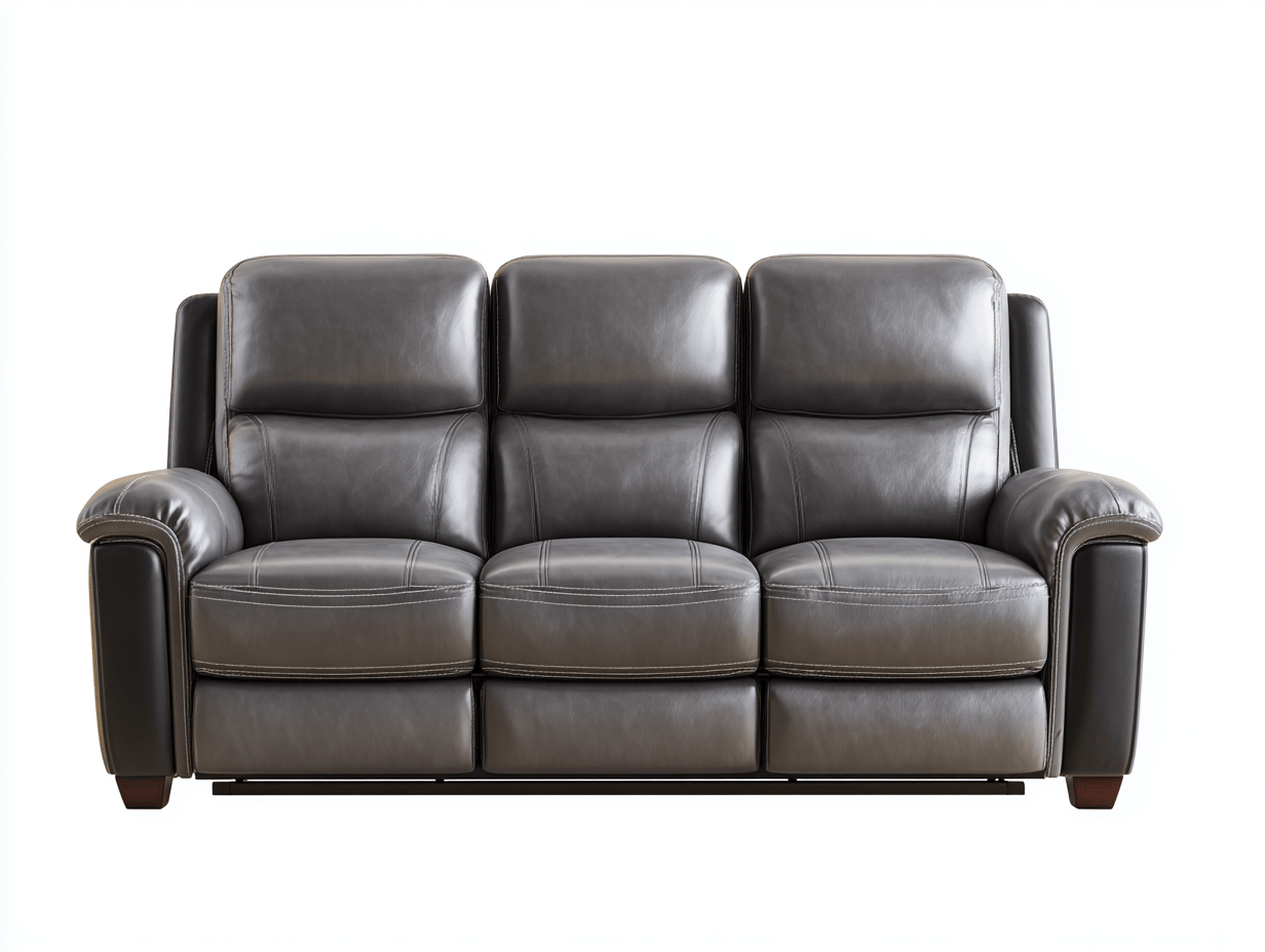 Canapé 3 places en similicuir marron - style contemporain - assise fixe-Homelyosa