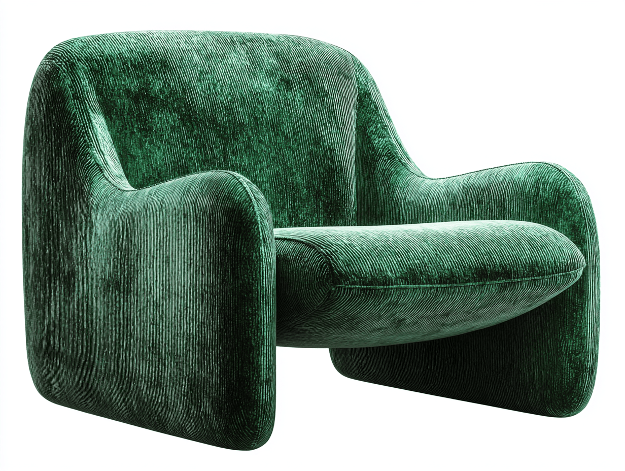 Fauteuil en velours vert foncé 118x92 cm - design minimaliste - accoudoirs larges-Homelyosa