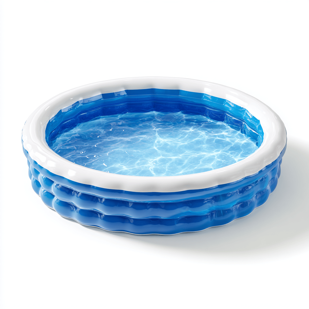 Piscine gonflable ronde - PVC - bleu et blanc - usage extérieur-Homelyosa
