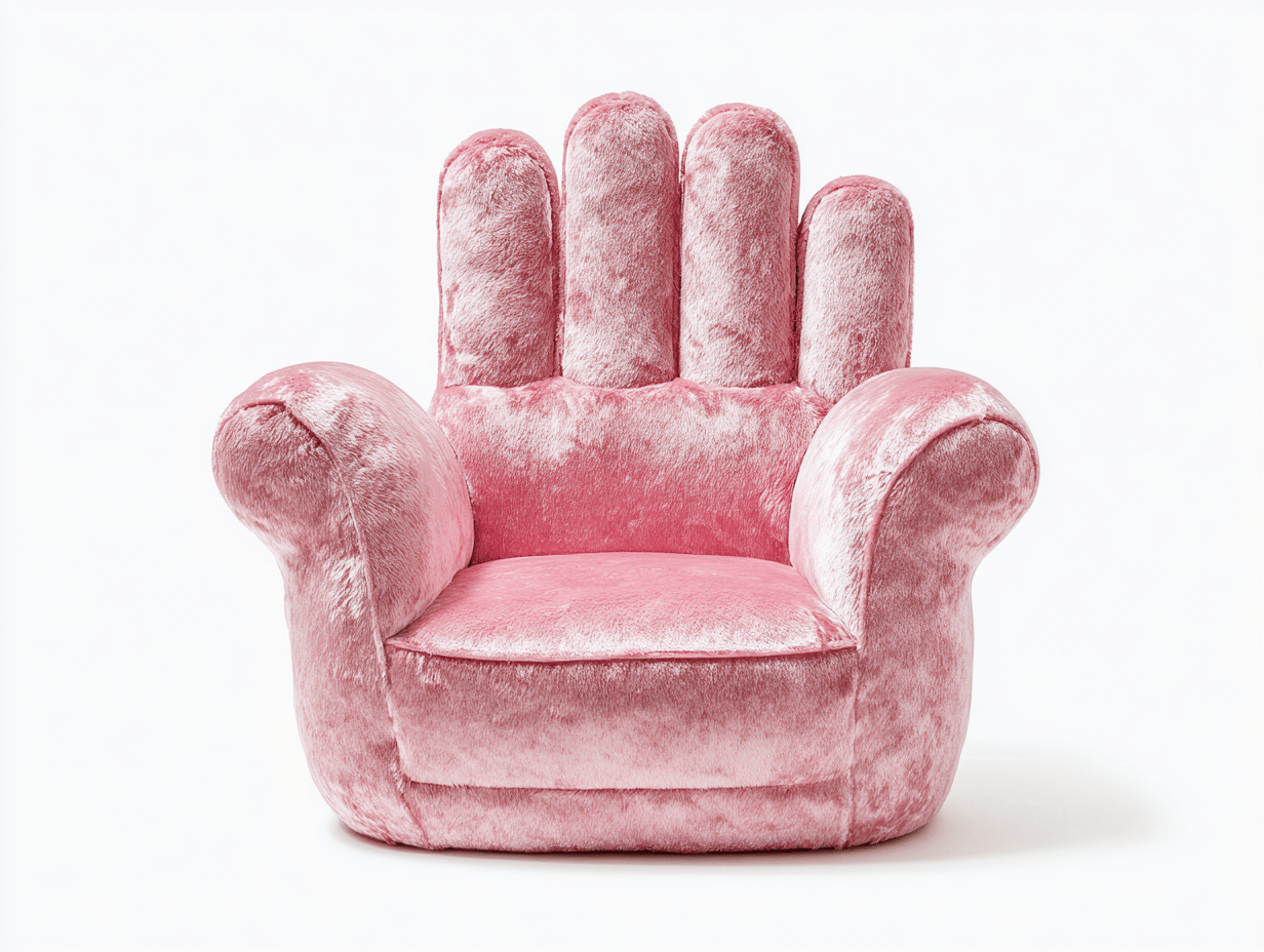 Fauteuil en velours rose 90x85 cm - design main ludique - assise large-Homelyosa