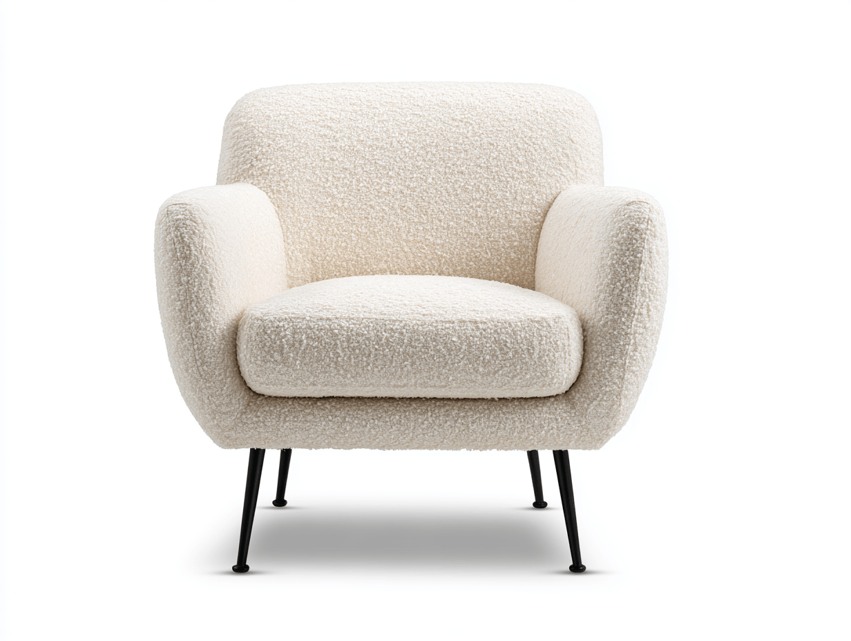 Fauteuil droit - tissu bouclé - beige - style contemporain-Homelyosa