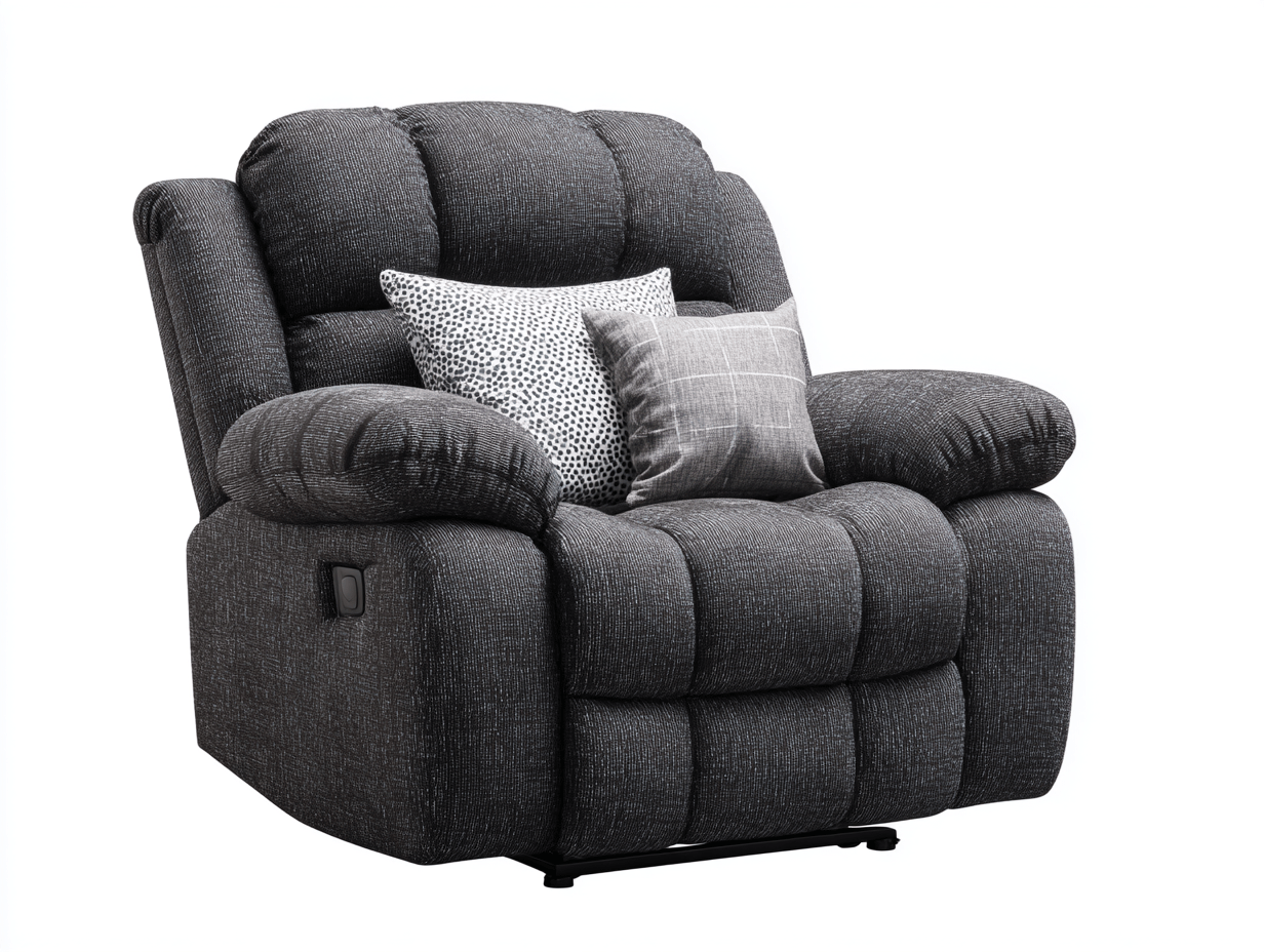 Fauteuil inclinable en tissu gris foncé 97x103 cm - avec assise et accoudoirs rembourrés - inclinaison manuelle-Homelyosa