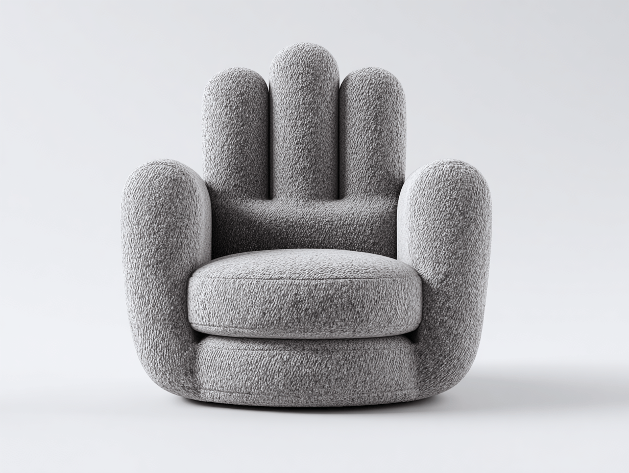 Fauteuil design en tissu 95x90 cm - gris - forme créative en main-Homelyosa