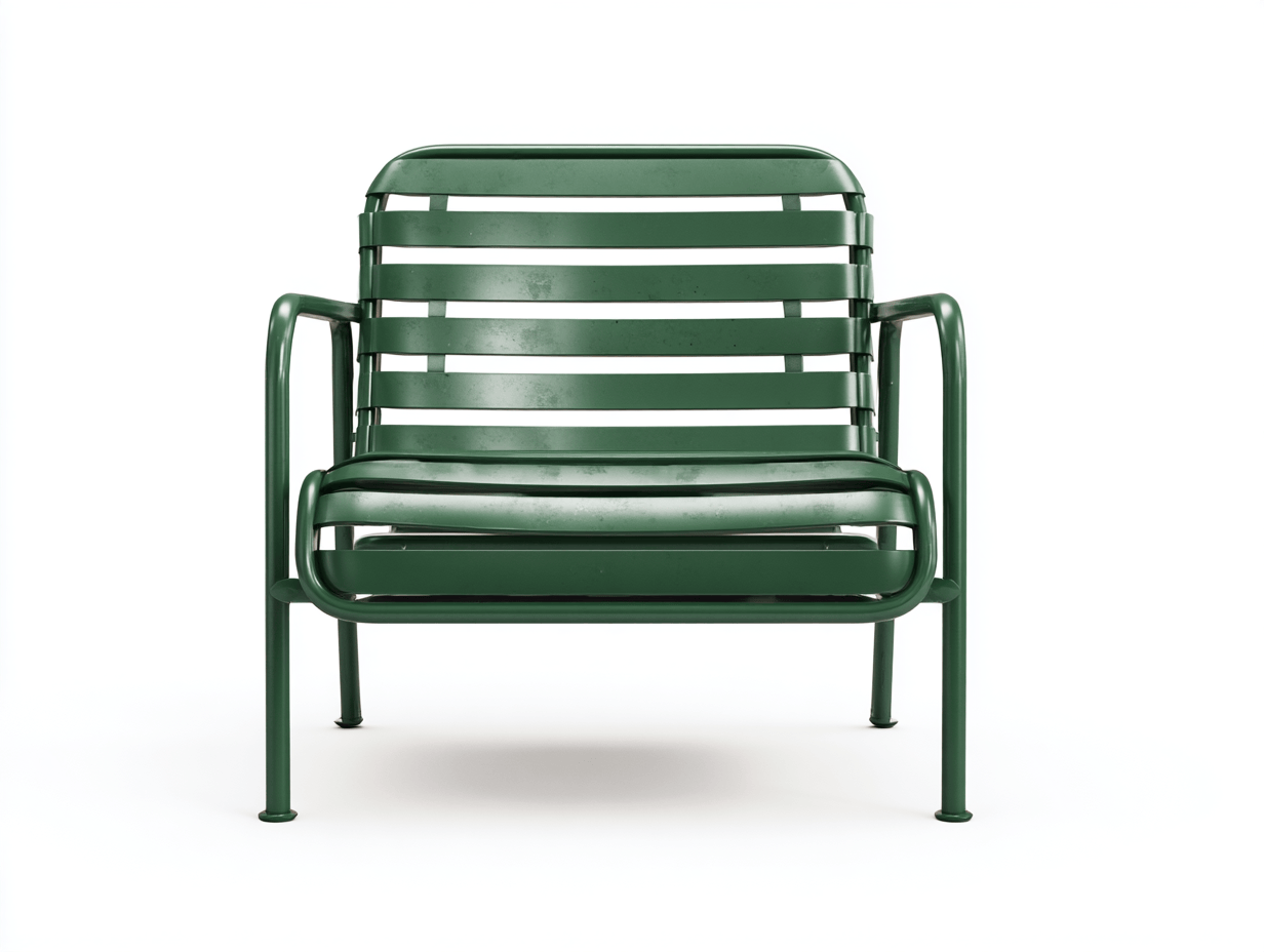 Fauteuil de jardin en métal vert foncé - design moderne à lattes - avec accoudoirs droits-Homelyosa