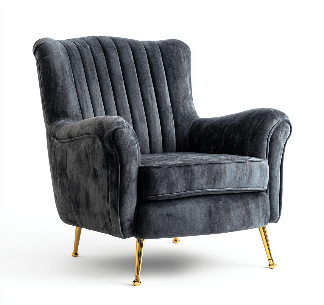Fauteuil haut dossier - velours - gris foncé - style classique chic-Homelyosa