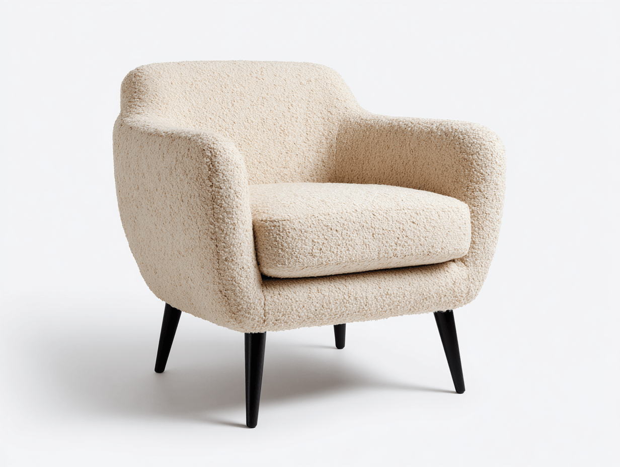Fauteuil droit - tissu bouclé - beige - style moderne-Homelyosa