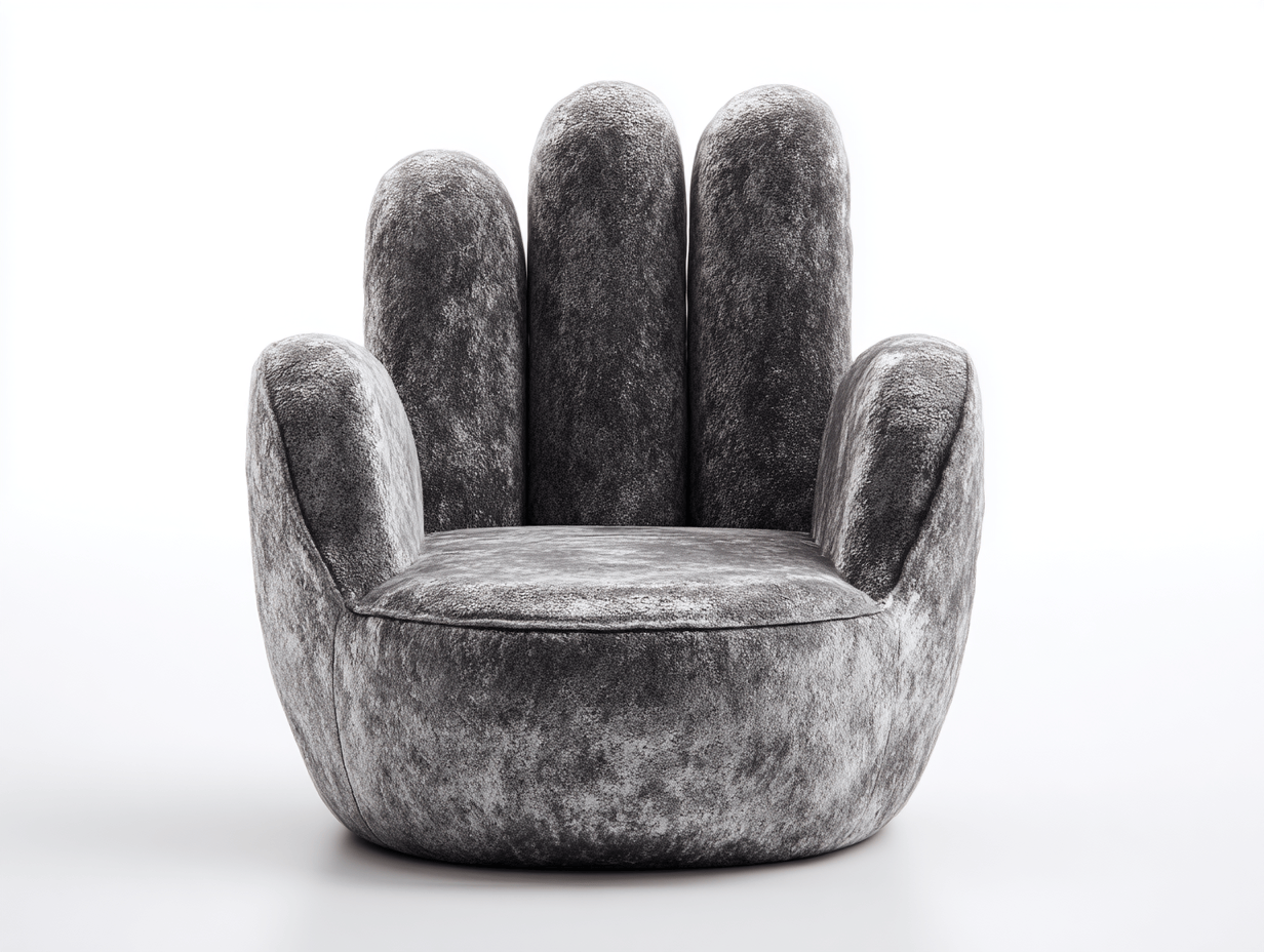 Fauteuil design en velours 96x91 cm - gris - forme créative cinq doigts arrondis-Homelyosa