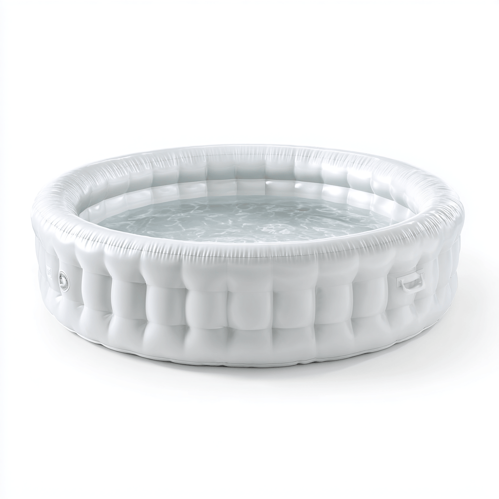Piscine gonflable ronde en PVC blanc - usage extérieur - structure à parois matelassées-Homelyosa