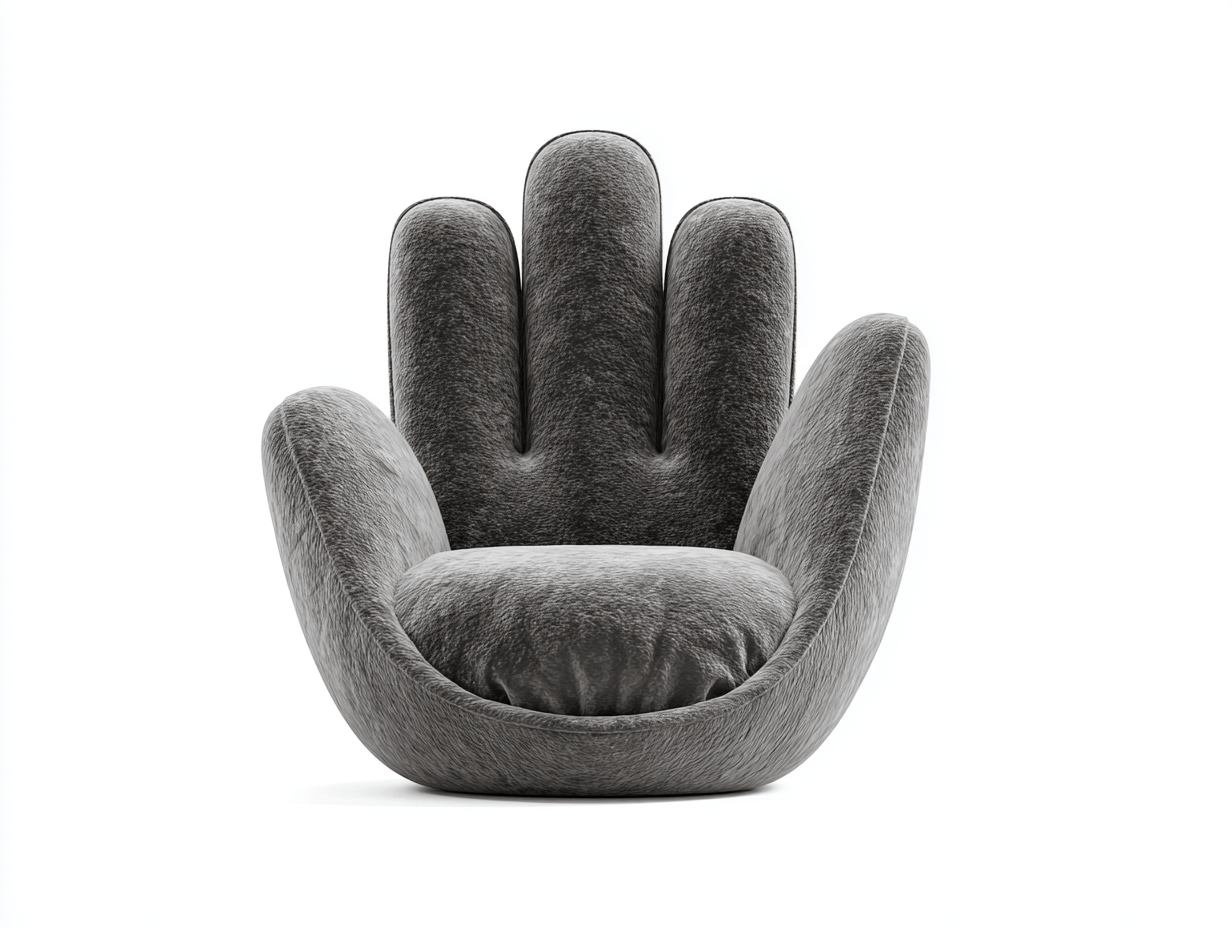 Fauteuil design en velours 97x92 cm - gris - forme créative trois doigts arrondis-Homelyosa