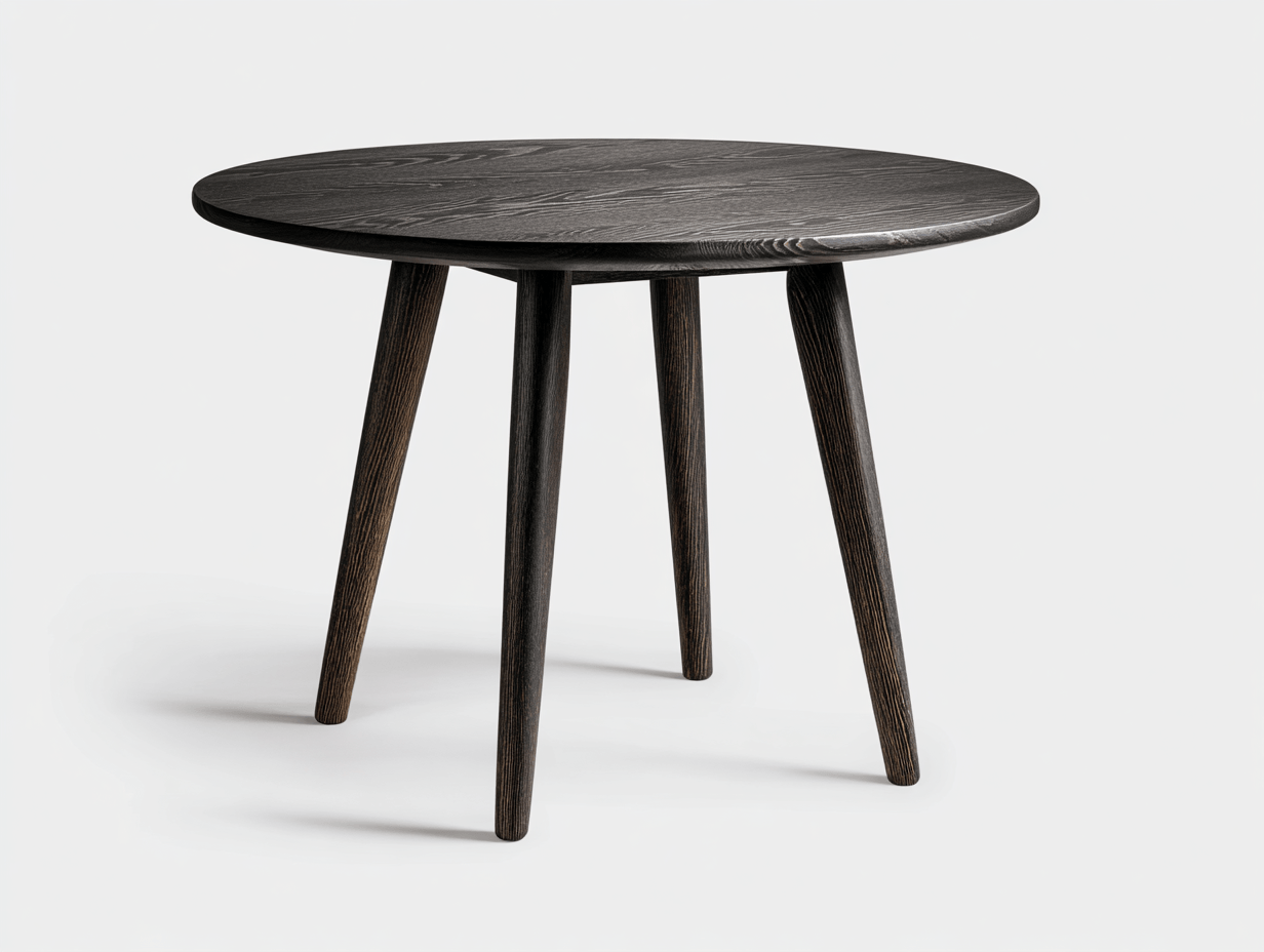 Table ronde en bois - finition noir - quatre pieds fuselés - style moderne minimaliste-Homelyosa