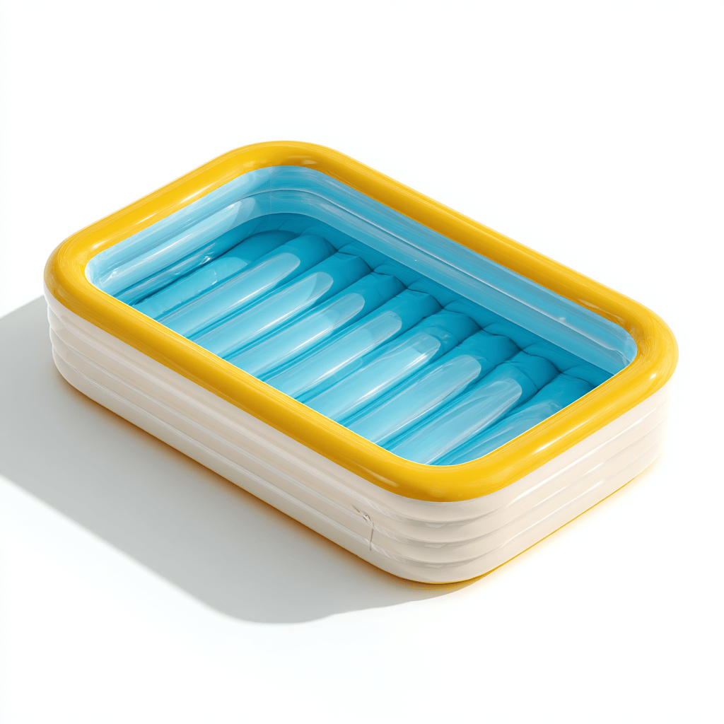 Piscine gonflable rectangulaire en PVC jaune et blanc - usage extérieur - fond bleu-Homelyosa