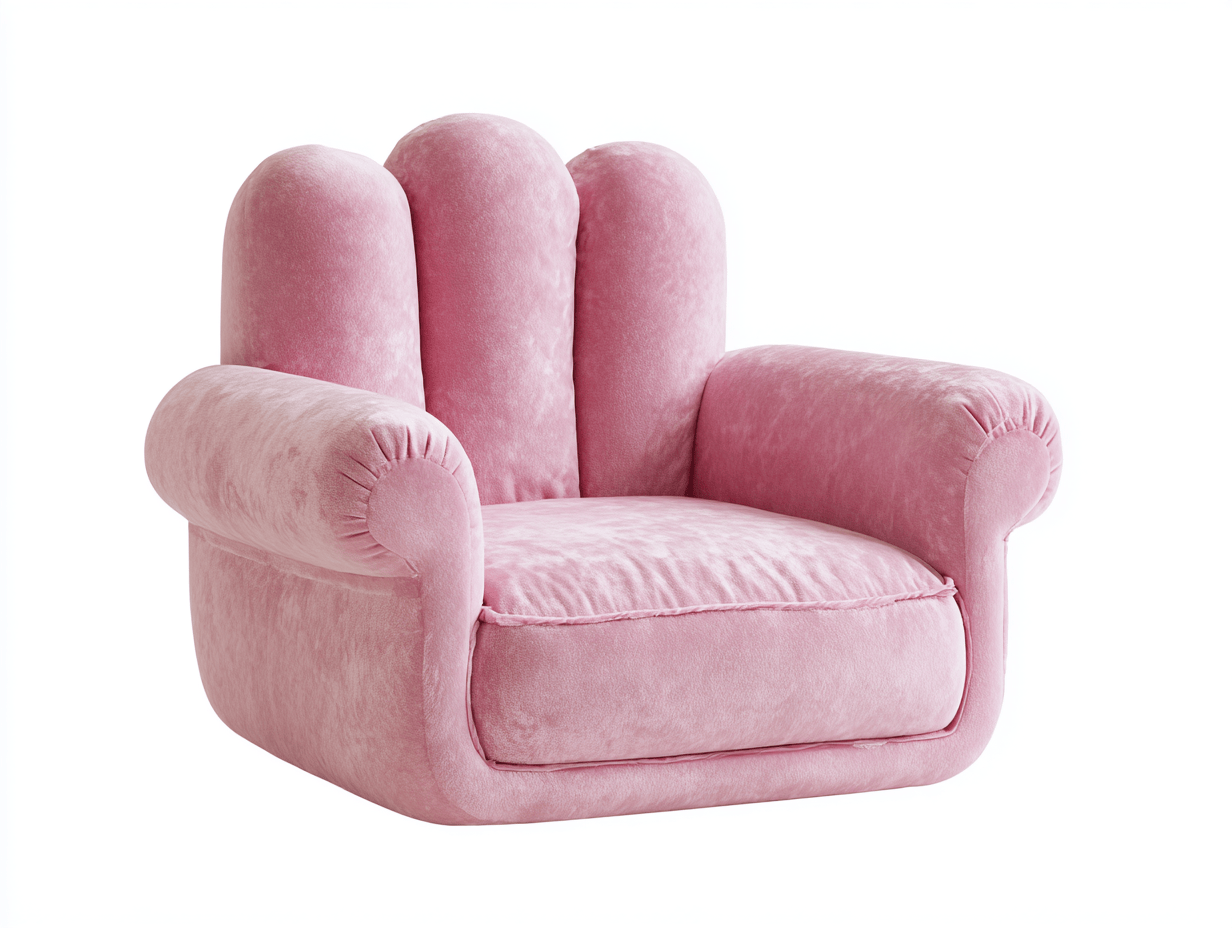 Fauteuil en velours rose 95x85 cm - design main stylisée - assise large-Homelyosa