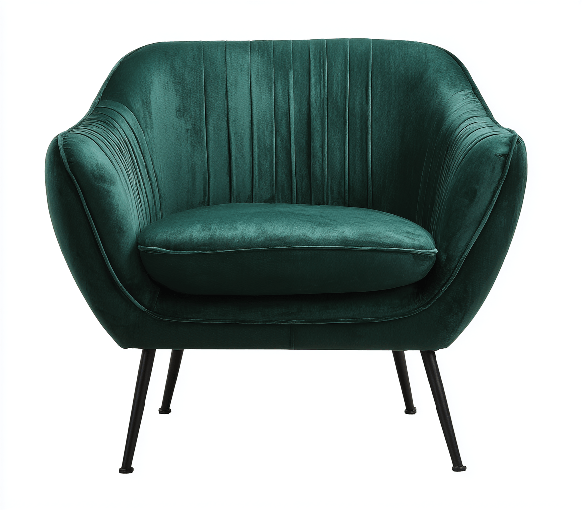 Fauteuil arrondi - velours - vert foncé - style moderne-Homelyosa