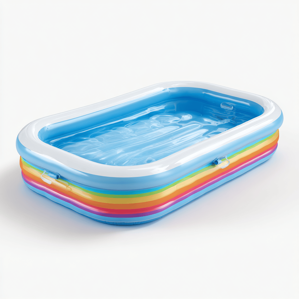 Piscine gonflable rectangulaire - PVC - multicolore/bleu - usage extérieur-Homelyosa