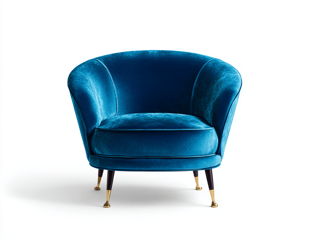 Fauteuil arrondi - velours - bleu - style contemporain-Homelyosa