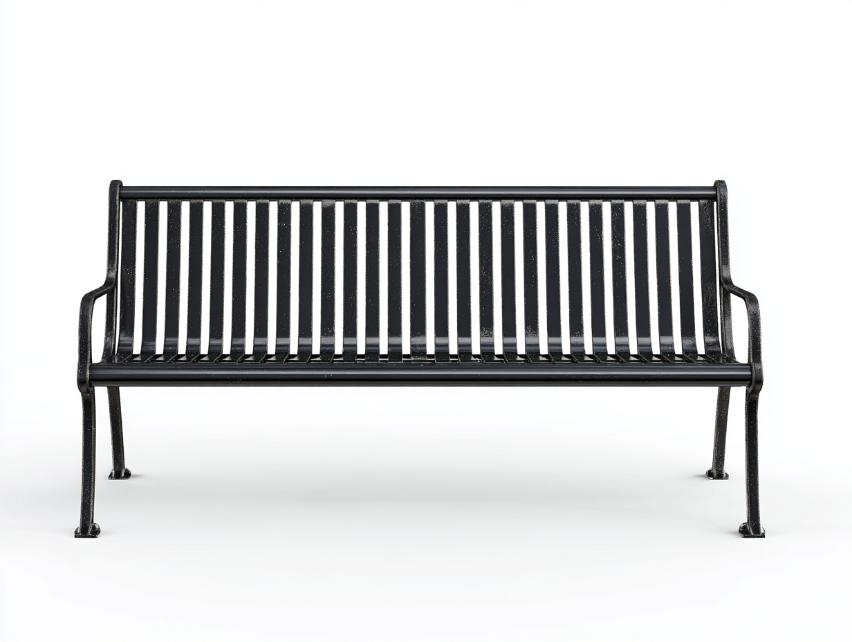 Banc de jardin en métal noir - design à lattes verticales - usage extérieur-Homelyosa
