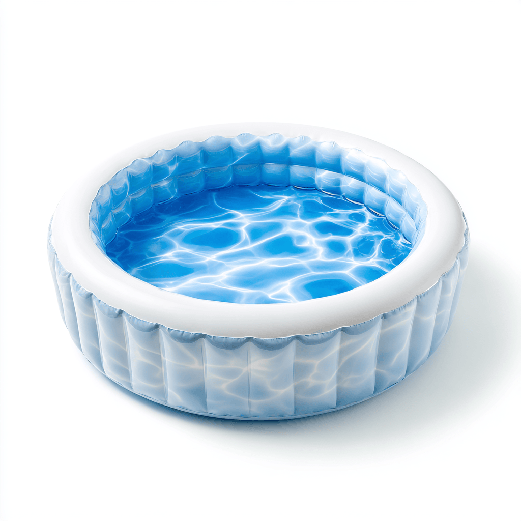 Piscine gonflable ronde en PVC bleu à motif effet eau - usage extérieur - parois renforcées-Homelyosa