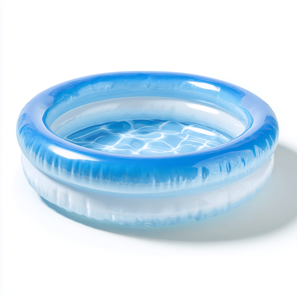 Piscine gonflable ronde en PVC bleu et blanc translucide - usage extérieur - structure à anneaux-Homelyosa