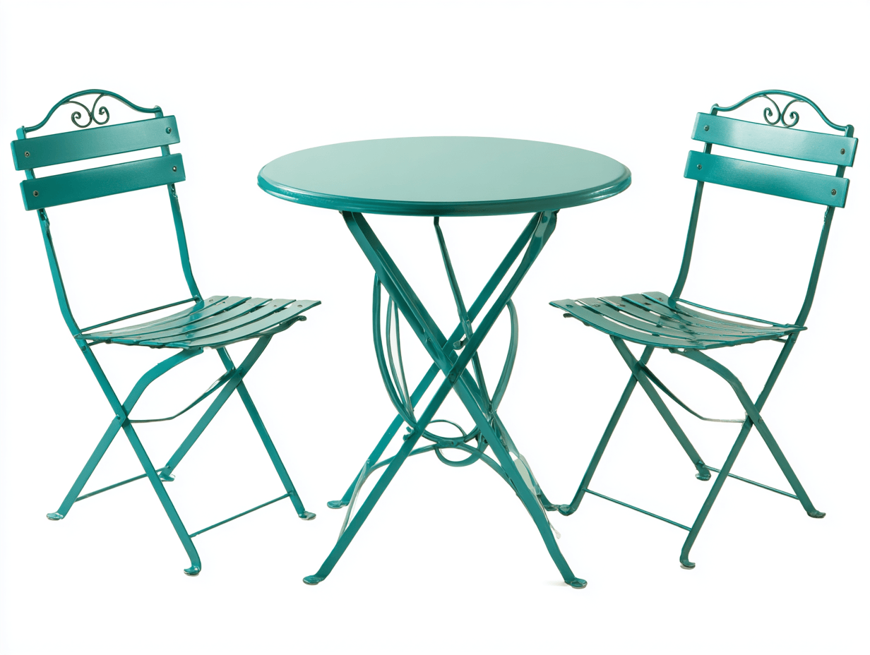 Ensemble bistrot pliant en métal - vert sauge - style classique avec motif décoratif-Homelyosa