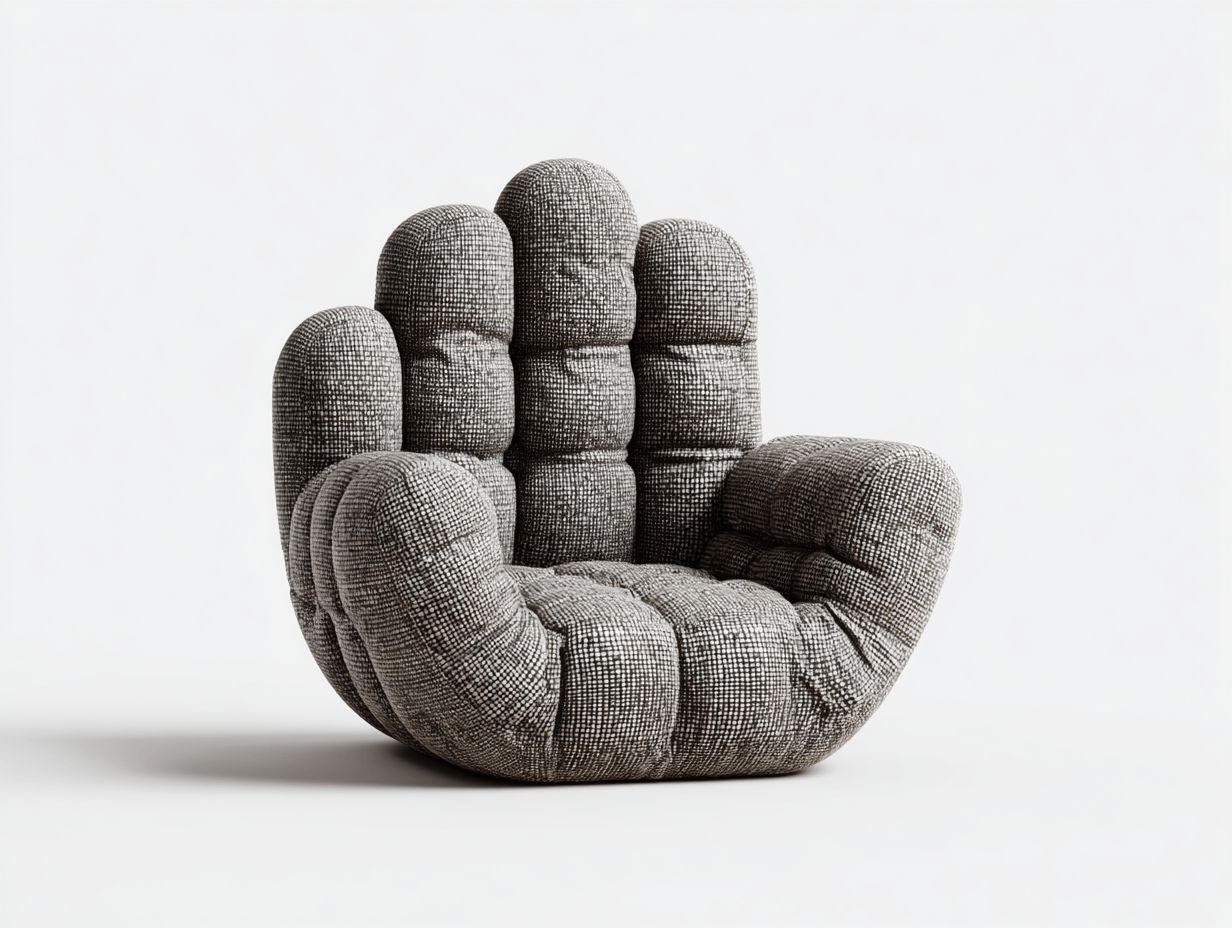 Fauteuil design en tissu 97x93 cm - gris - forme créative en main capitonnée-Homelyosa