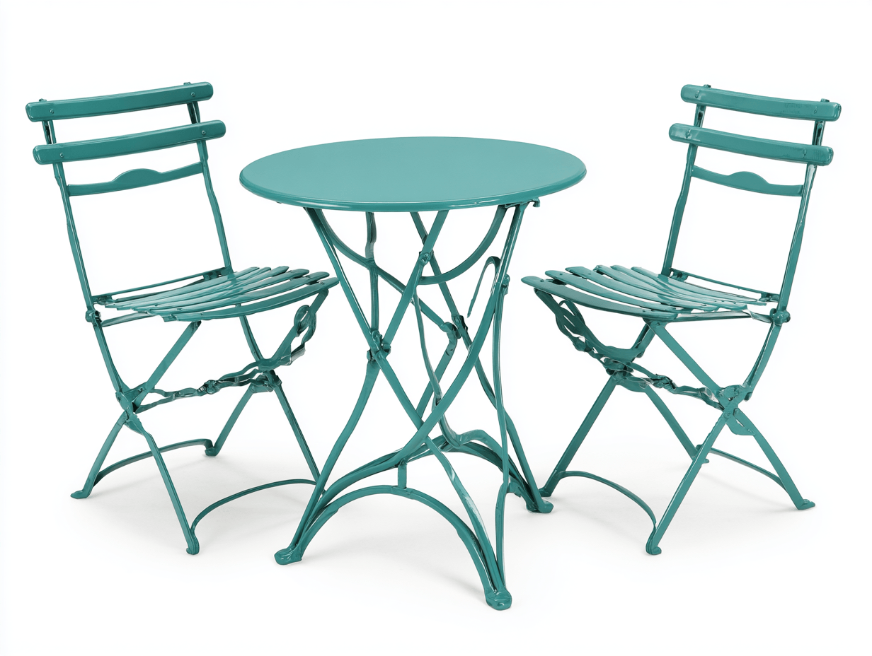 Ensemble bistrot de jardin en métal pliant - vert émeraude - style classique français-Homelyosa