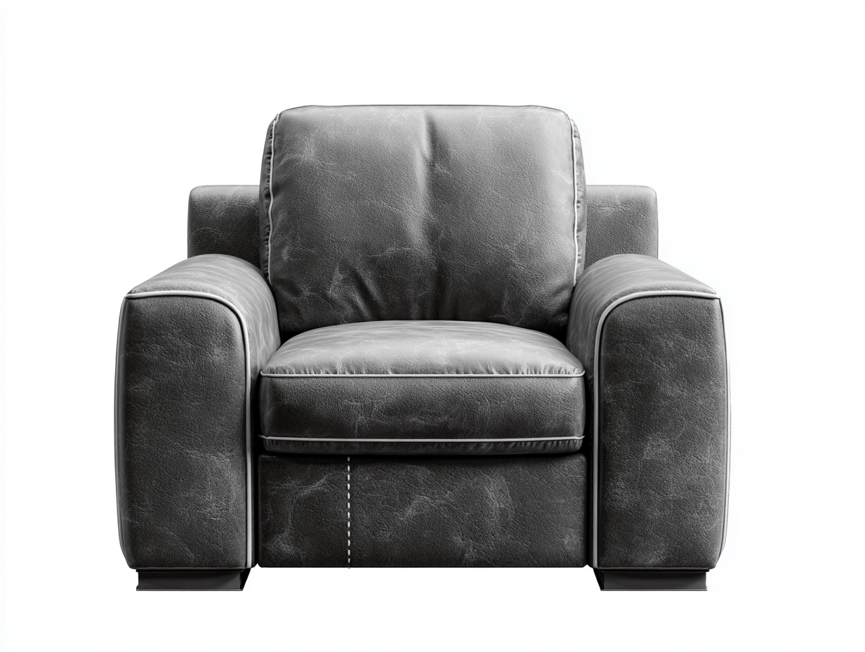 Fauteuil en cuir synthétique gris - design minimaliste - assise large et confortable-Homelyosa