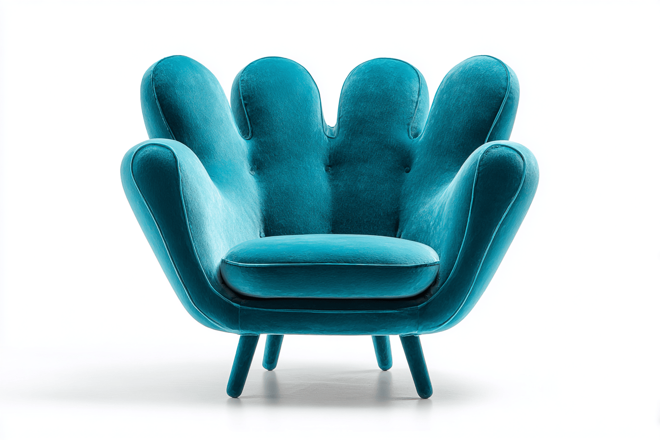 Fauteuil en tissu turquoise 92x88 cm - design main créatif - pieds en bois-Homelyosa