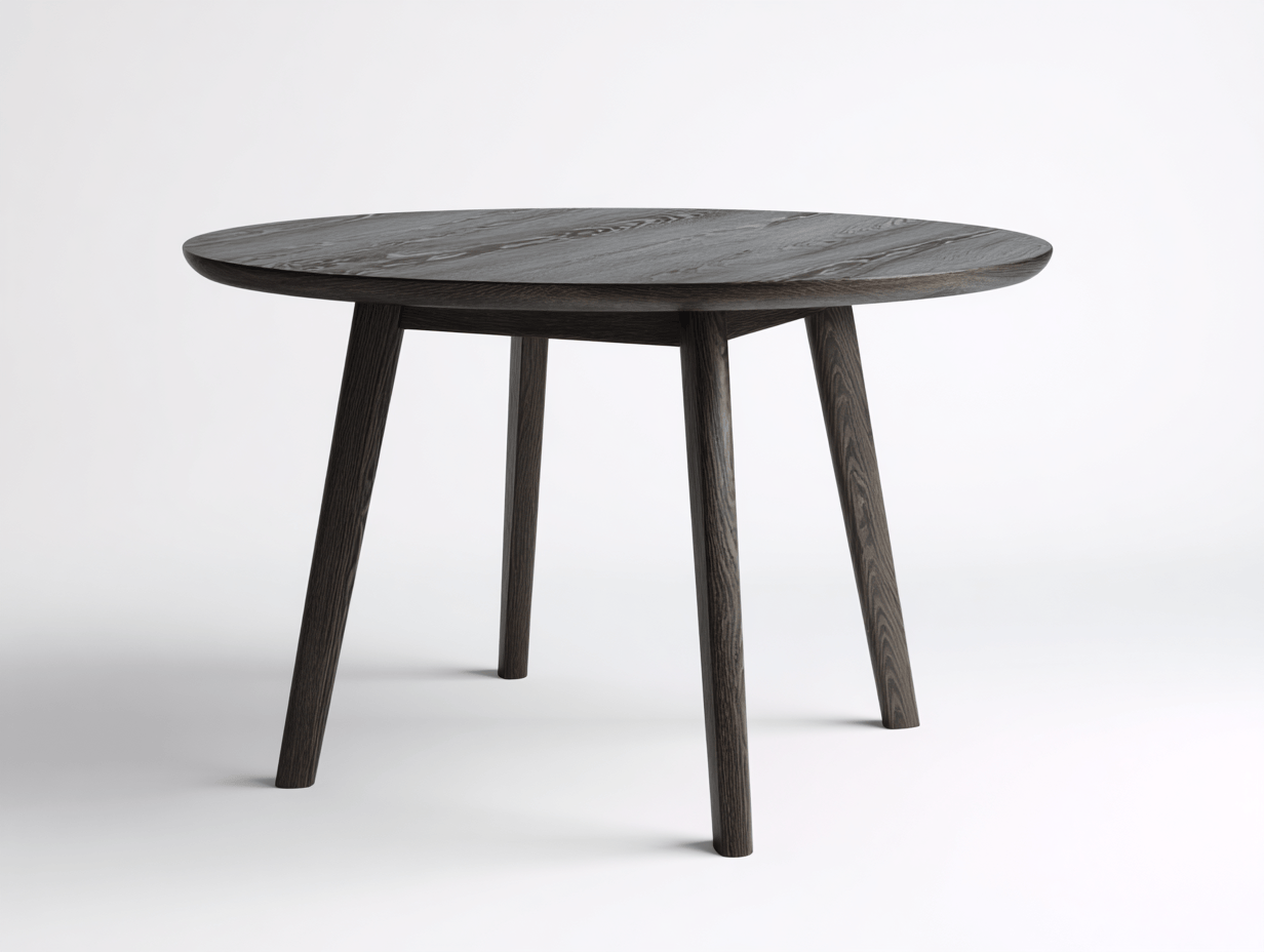 Table ronde en bois - finition gris foncé - design minimaliste - adaptée salle à manger et extérieur-Homelyosa