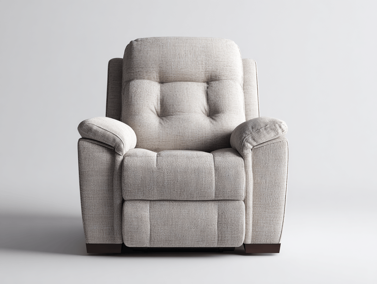 Fauteuil inclinable en tissu beige clair avec accoudoirs larges et dossier capitonné - confort premium pour salon-Homelyosa