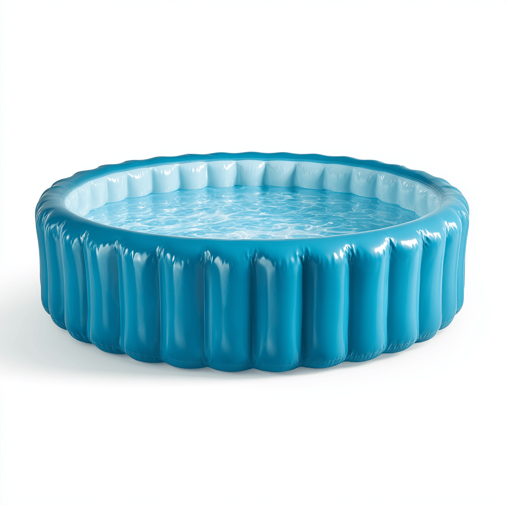 Piscine gonflable ronde en PVC bleu - usage extérieur - fond bleu-Homelyosa