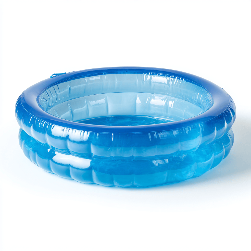 Piscine gonflable ronde en PVC bleu transparent - usage extérieur - parois à deux anneaux-Homelyosa