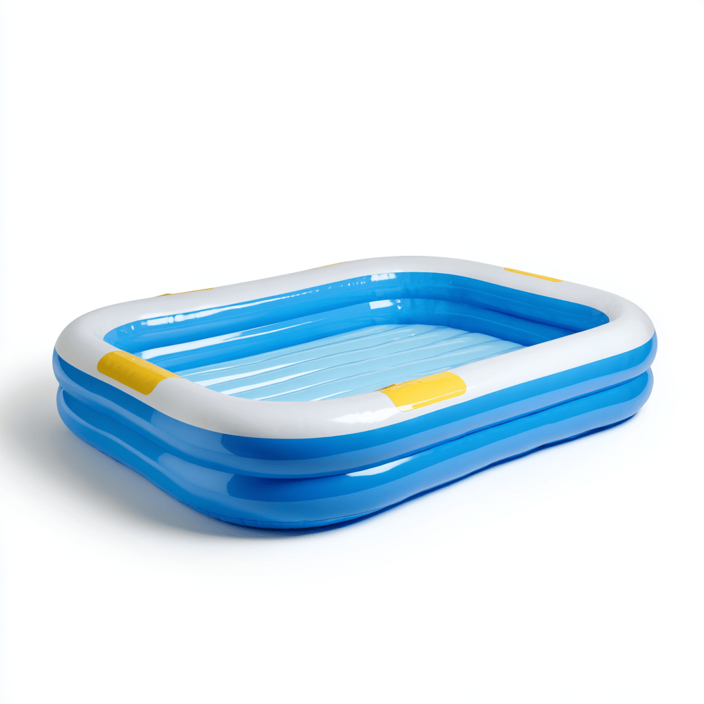 Piscine gonflable rectangulaire - PVC - bleu/blanc/jaune - usage extérieur-Homelyosa
